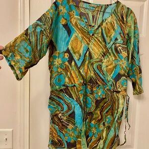 Ornamental V-Neck Tunic Top